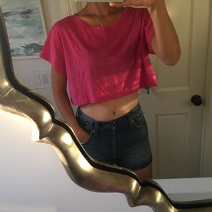 Hot Pink  Boxy-fit Crop Top Small